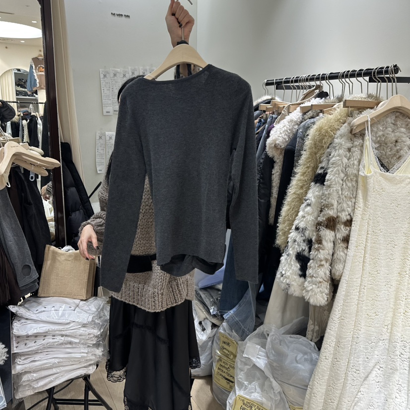 THEMORYPARK東大門㊣代購女士新品職業熱賣長袖T恤假兩件套裝THE MORY PARK長袖T恤