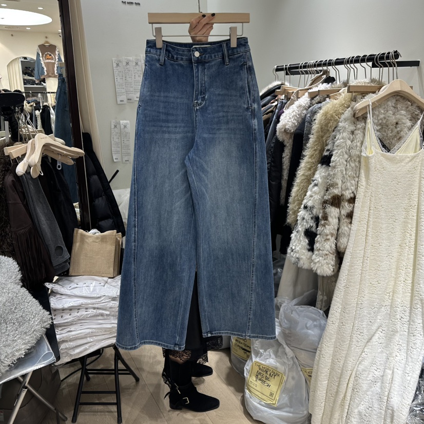 THEMORYPARK韓國代購㊣女士新品時尚真品職業人氣牛仔褲加絨THE MORY PARK牛仔褲圖色1