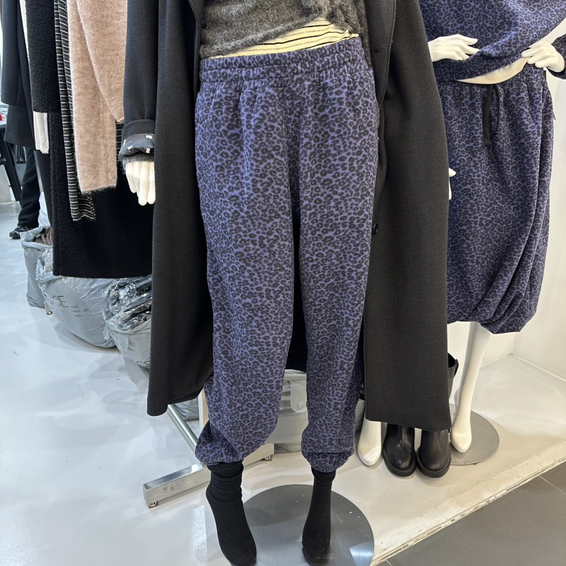 VISUAL SPACE東大門㊣代購女士新款人氣熱賣休閑褲加絨豹紋VISUAL SPACE休閑褲圖色1