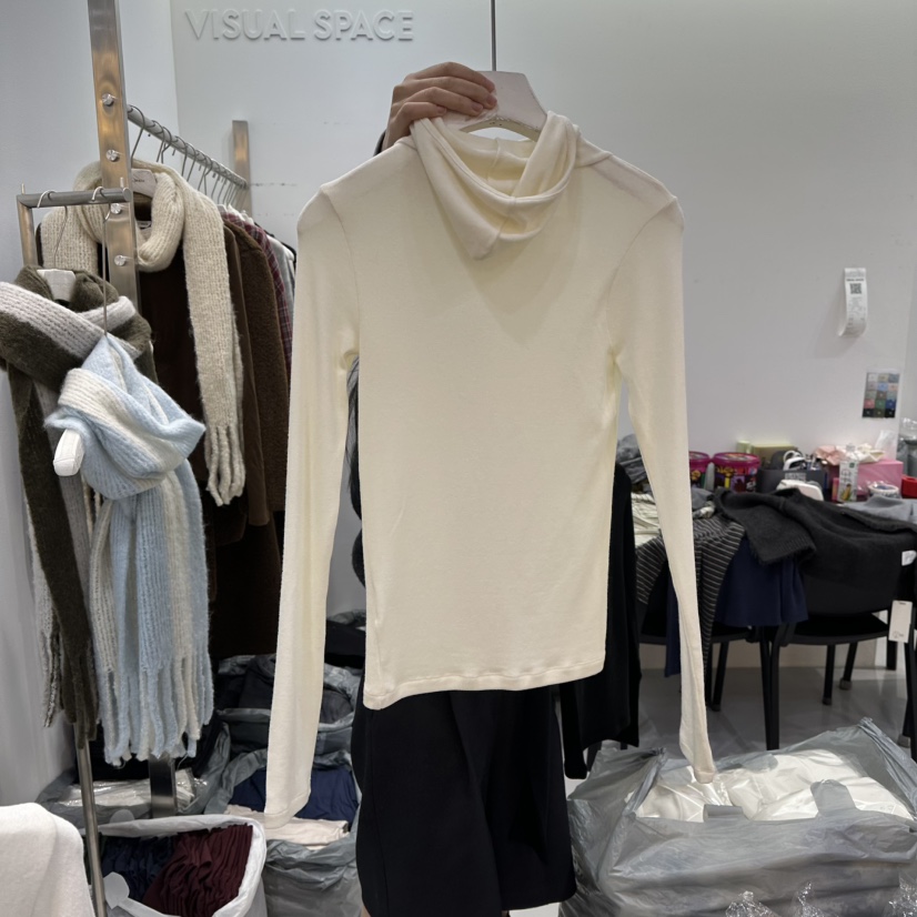 VISUAL SPACE韓國直郵㊣女士新款時尚職業長袖T恤連帽衫修身VISUAL SPACE長袖T恤