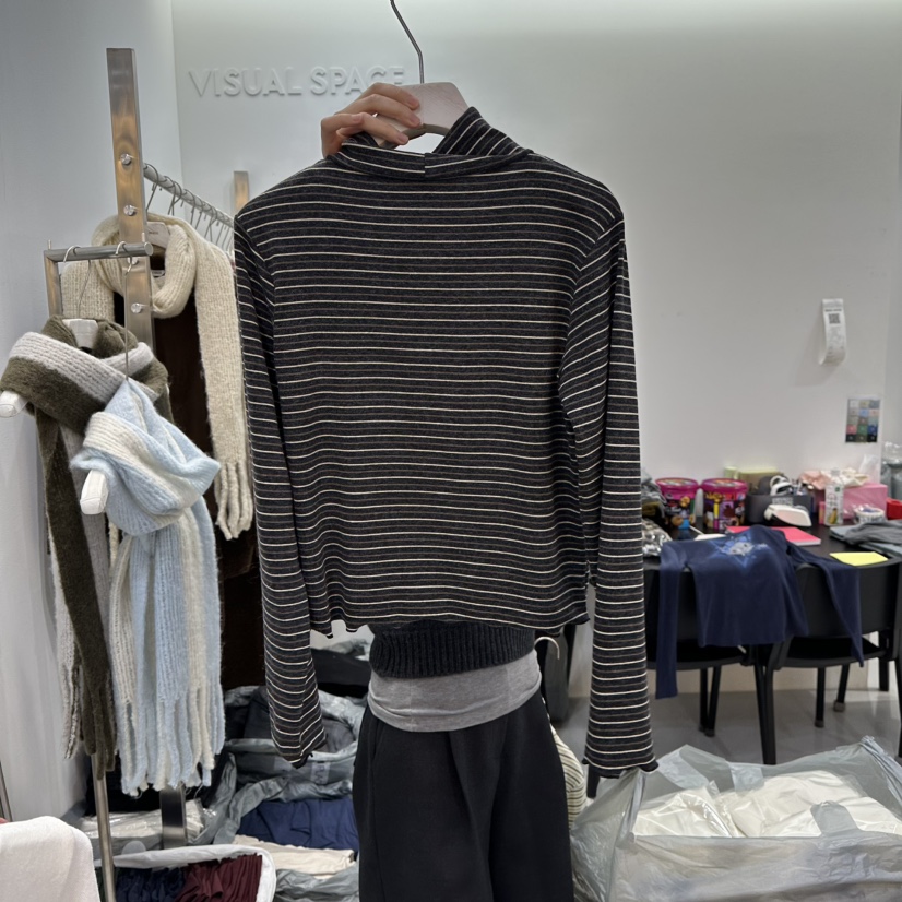 VISUAL SPACE韓國代購㊣女士新款職業25秋冬人氣熱賣長袖T恤VISUAL SPACE長袖T恤