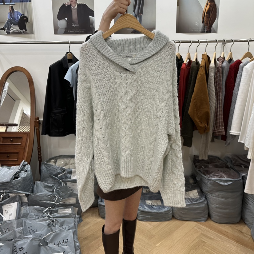 NOWHERE東大門㊣實拍女裝新款25秋冬熱賣真品休閑針織衫羊毛NOWHERE針織衫圖色2