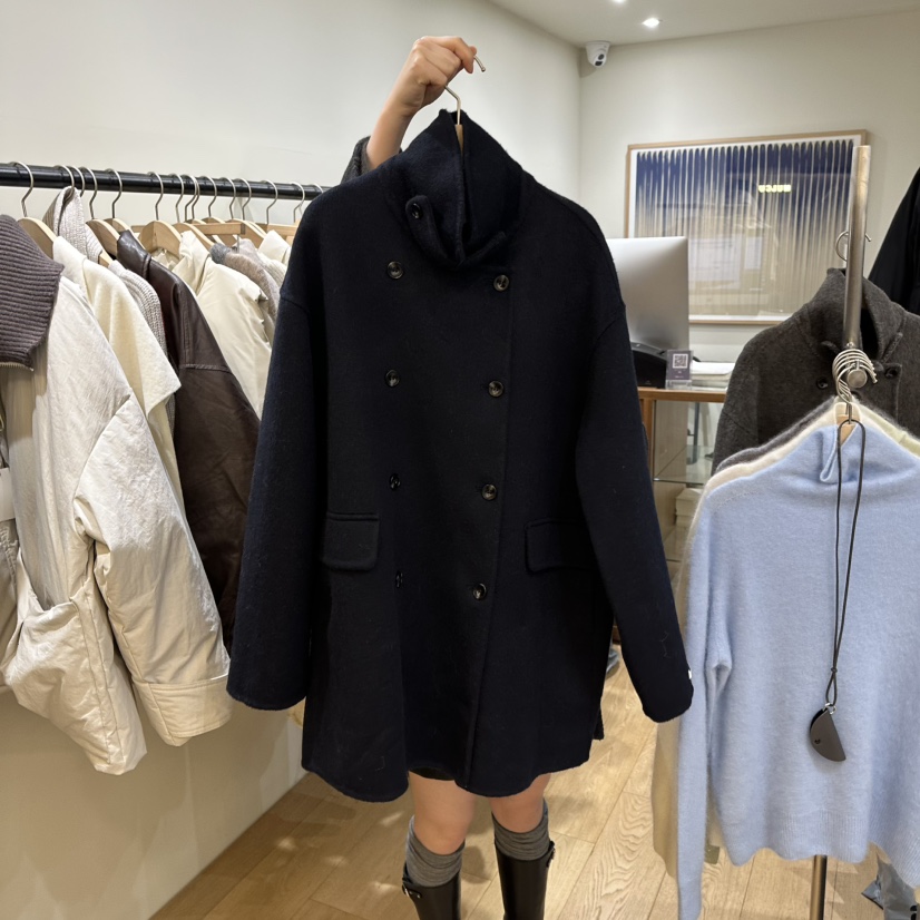 WINSOME東大門㊣直郵女裝新款職業人氣25秋冬短款大衣不含披肩WINSOME短款大衣圖色2黑色