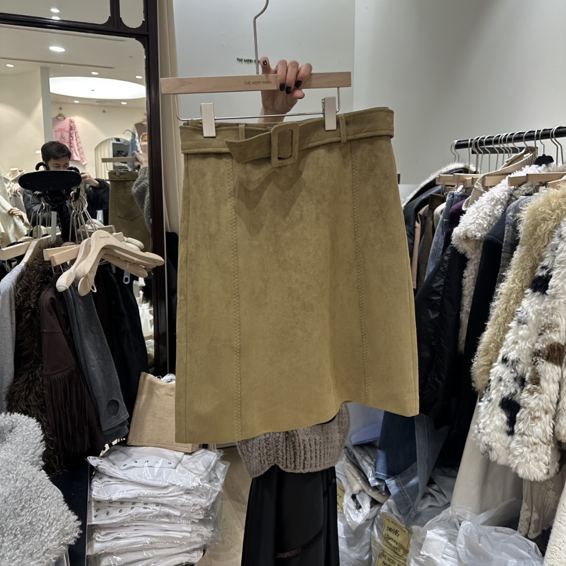 THEMORYPARK韓國代購㊣女裝新品職業人氣半身裙中短裙含腰帶THE MORY PARK半身裙/中短裙圖色1