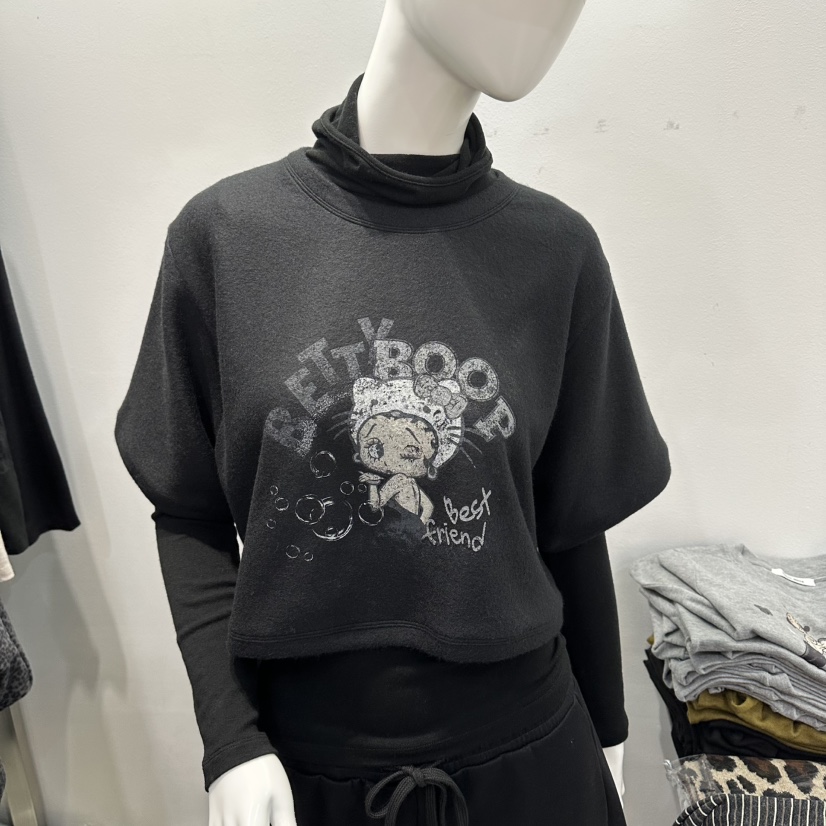 VISUAL SPACE東大門㊣代購女士新款人氣熱賣25秋冬T恤加絨VISUAL SPACET恤圖色3