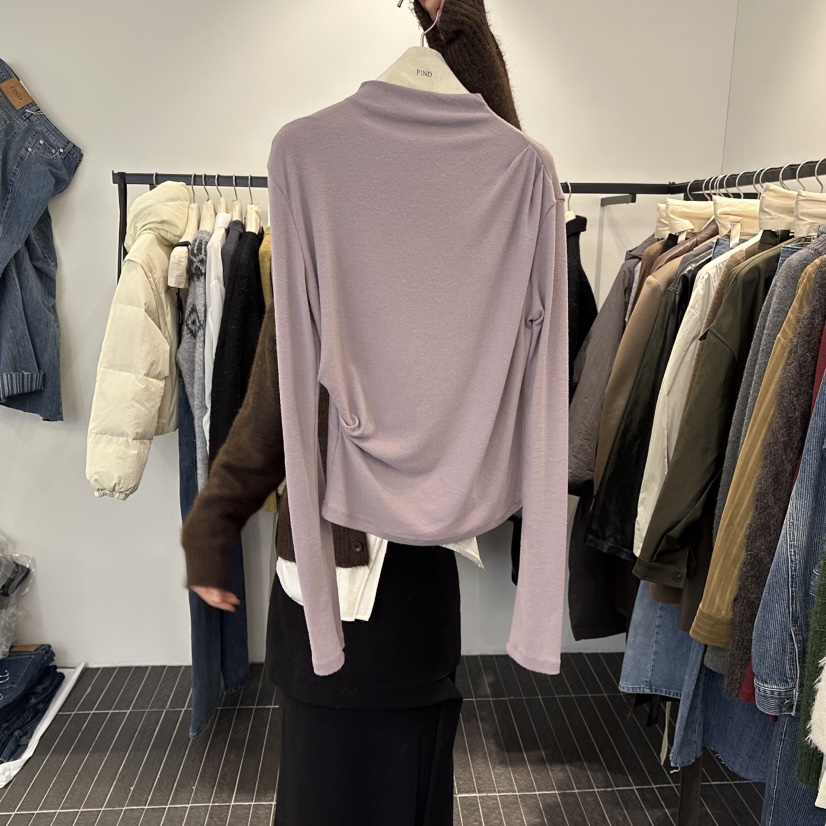 FIND-P東大門㊣直郵女裝新品人氣職業時尚推薦長袖T恤褶皺FIND-P長袖T恤圖色7