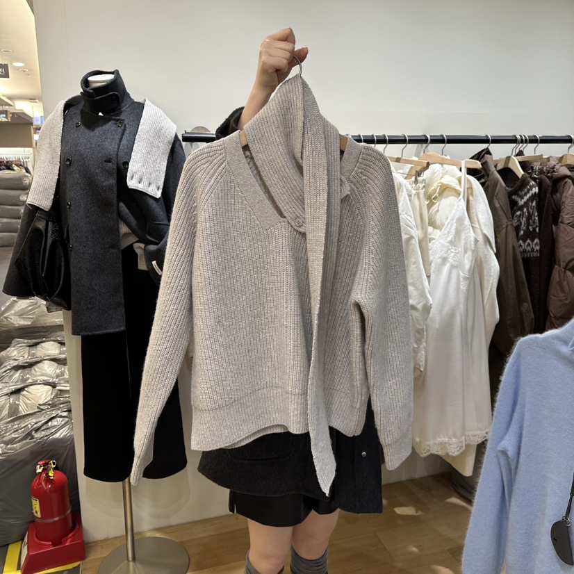 WINSOME韓國直郵㊣女士新款人氣推薦25秋冬職業針織衫含圍巾WINSOME針織衫圖色1