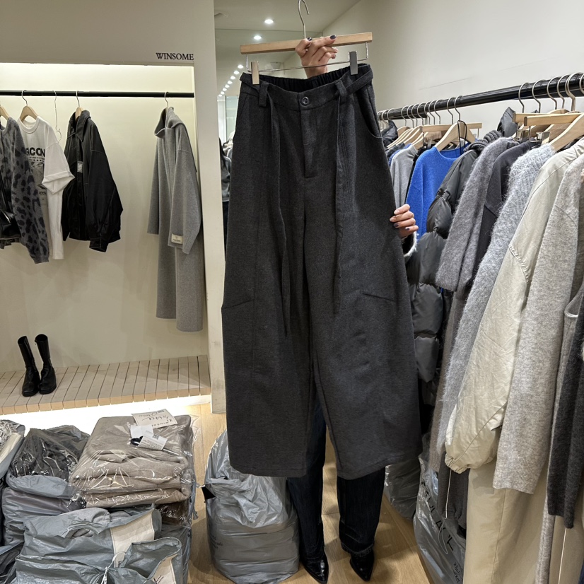 WINSOME韓國直郵㊣女士新品推薦真品職業時尚熱賣休閑褲含腰繩WINSOME休閑褲圖色2