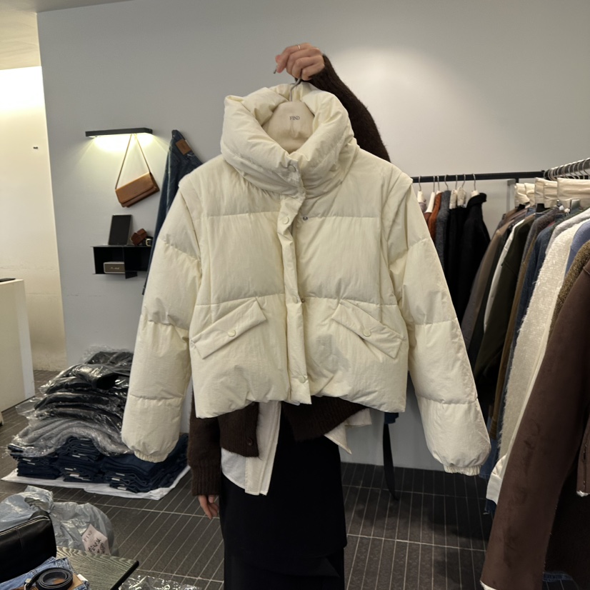 FIND-P韓國代購㊣女裝新品25秋冬職業熱賣短款羽絨服可拆卸FIND-P短款羽絨服圖色1