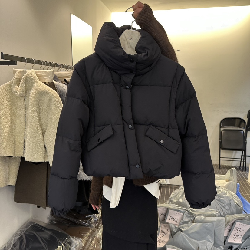 FIND-P韓國代購㊣女裝新品25秋冬職業熱賣短款羽絨服可拆卸FIND-P短款羽絨服圖色2