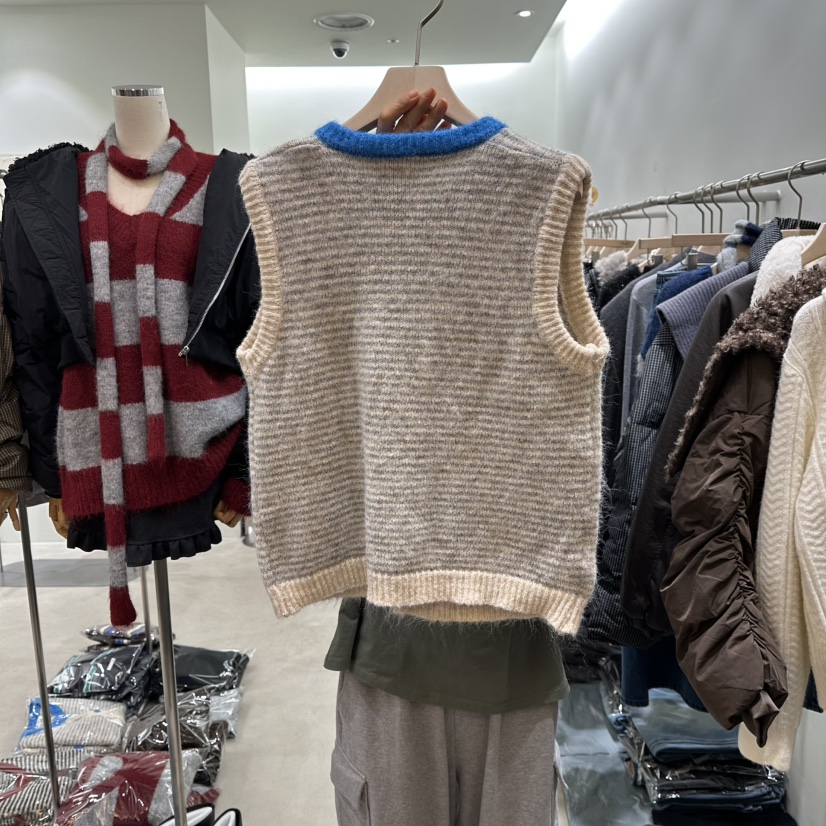 PART3韓國代購㊣女裝新品人氣休閑職業25秋冬時尚真品馬甲條紋Part.3馬甲