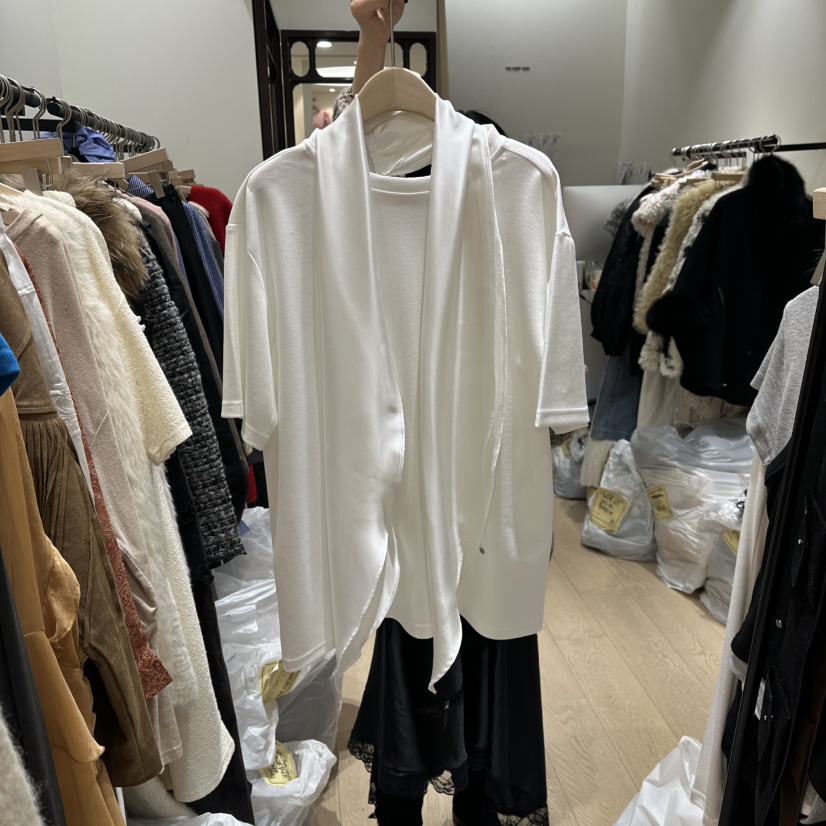 THEMORYPARK韓國代購㊣女裝新品人氣熱賣推薦休閑職業T恤圍巾THE MORY PARKT恤圖色1