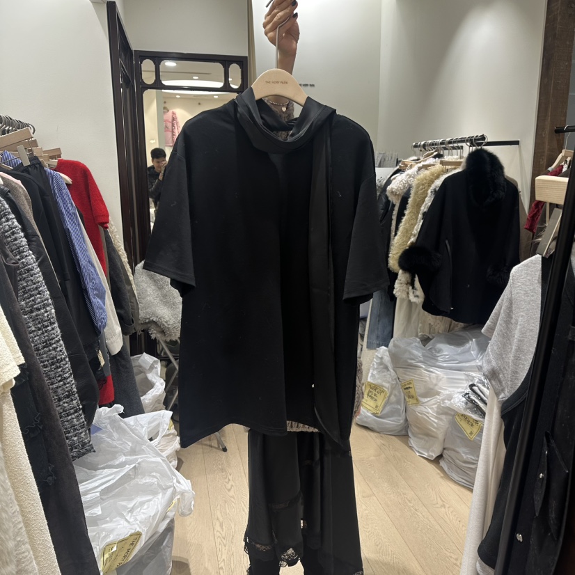 THEMORYPARK韓國代購㊣女裝新品人氣熱賣推薦休閑職業T恤圍巾THE MORY PARKT恤圖色3