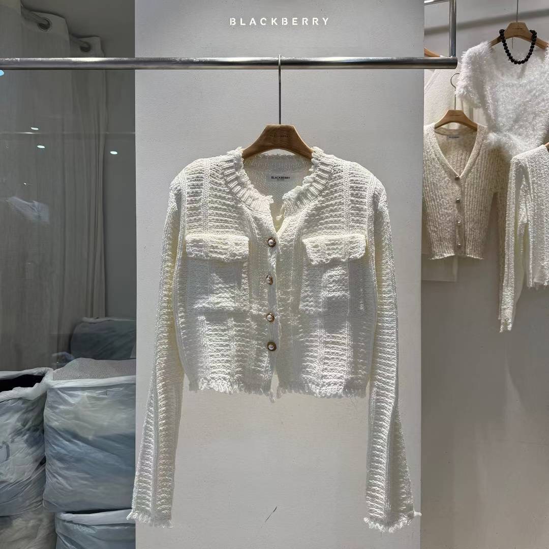 BLACKBERRY韓國直郵㊣女士新品休閑熱賣25秋冬針織衫雙口袋BLACKBERRY針織衫圖色1