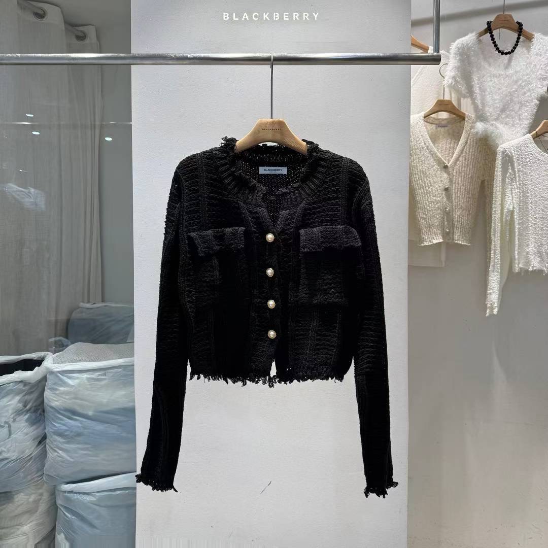 BLACKBERRY韓國直郵㊣女士新品休閑熱賣25秋冬針織衫雙口袋BLACKBERRY針織衫圖色4