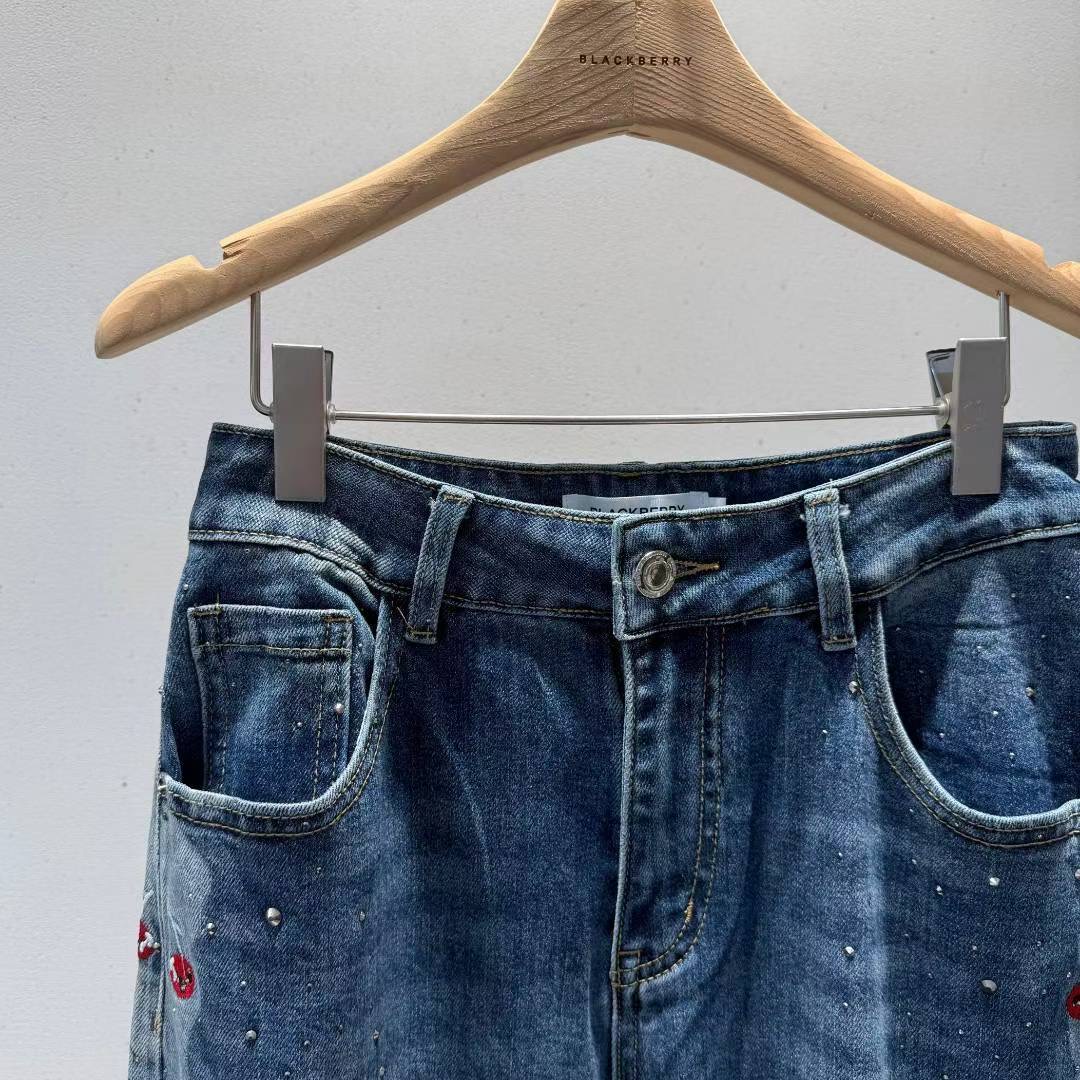 BLACKBERRY韓國代購㊣女士新款真品休閑推薦25秋冬熱賣牛仔褲BLACKBERRY牛仔褲