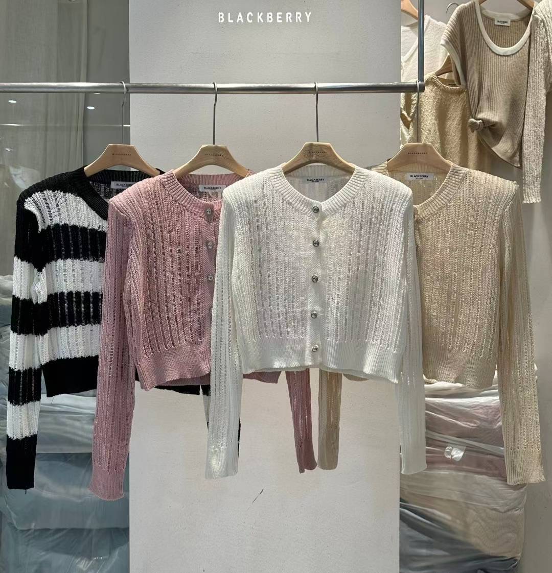 BLACKBERRY韓國直郵㊣女士新品休閑職業時尚人氣針織衫透明BLACKBERRY針織衫