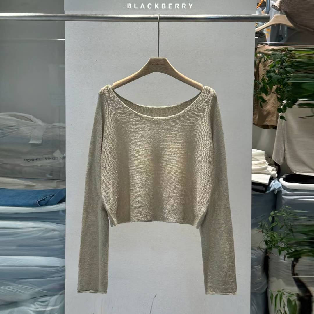 BLACKBERRY東大門㊣代購女裝新品休閑25秋冬職業針織衫船領BLACKBERRY針織衫圖色2
