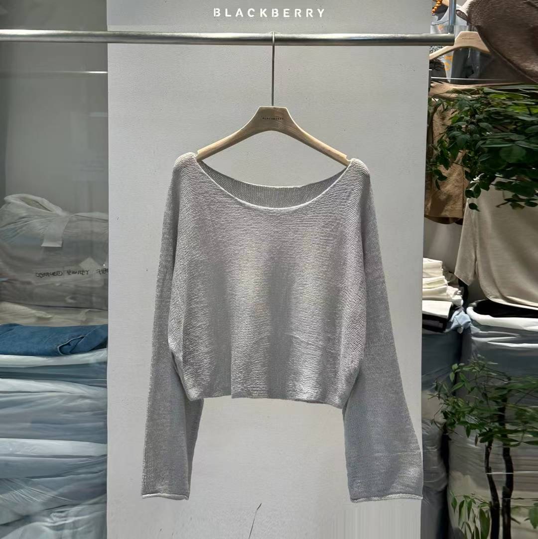 BLACKBERRY東大門㊣代購女裝新品休閑25秋冬職業針織衫船領BLACKBERRY針織衫圖色3