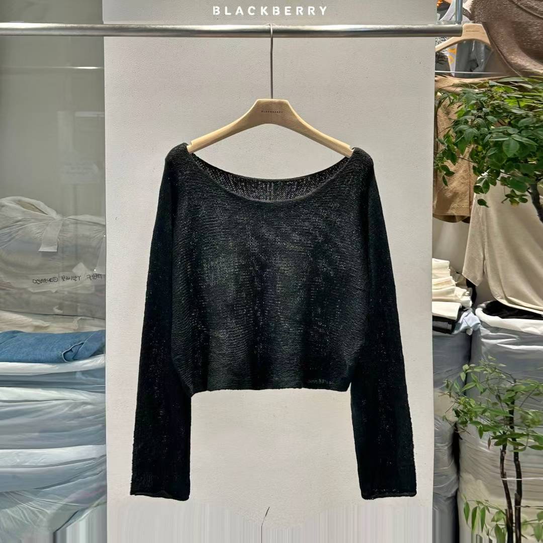 BLACKBERRY東大門㊣代購女裝新品休閑25秋冬職業針織衫船領BLACKBERRY針織衫圖色4