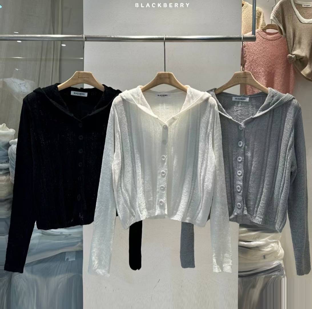 BLACKBERRY東大門㊣代購女裝新品職業休閑熱賣時尚針織衫兜帽BLACKBERRY針織衫