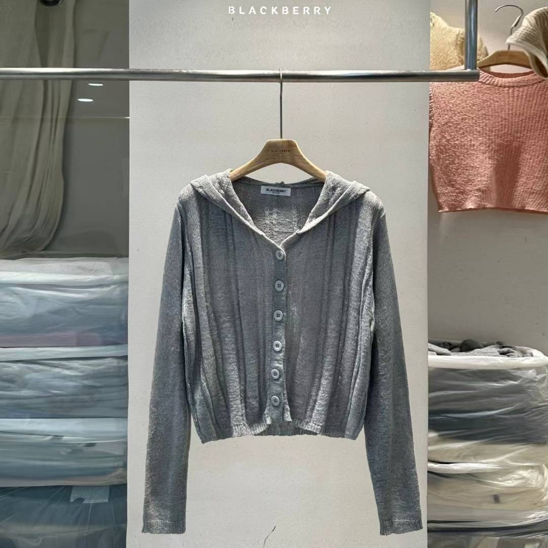 BLACKBERRY東大門㊣代購女裝新品職業休閑熱賣時尚針織衫兜帽BLACKBERRY針織衫圖色2