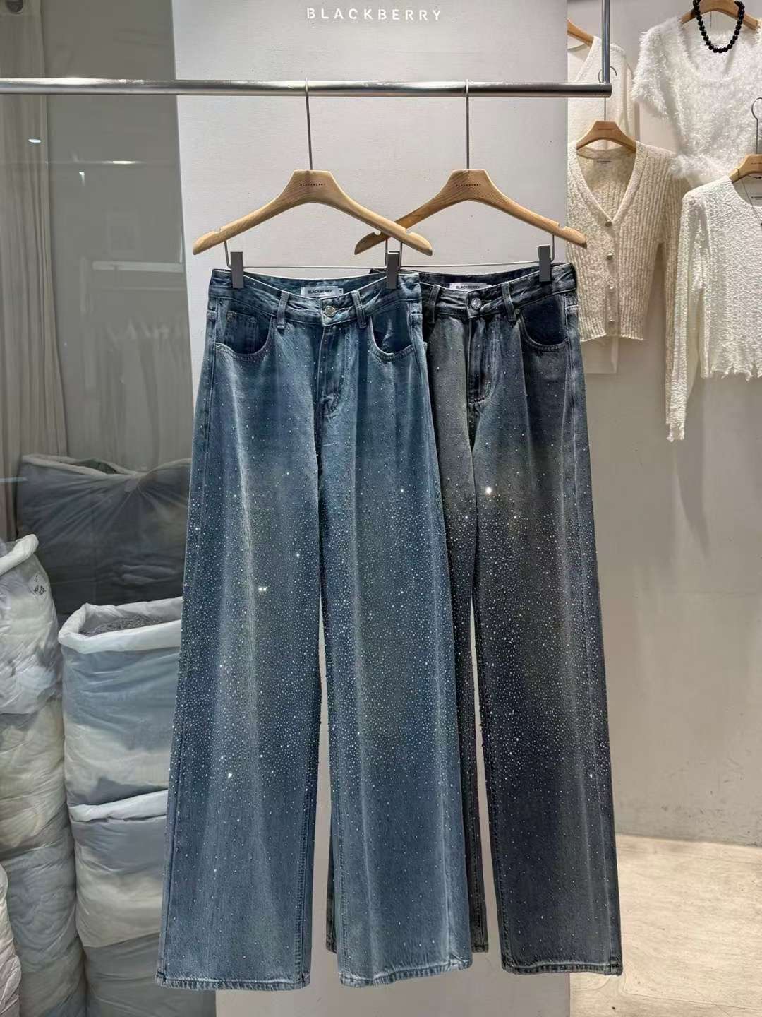 BLACKBERRY東大門㊣代購女裝新品時尚推薦真品職業牛仔褲復古BLACKBERRY牛仔褲