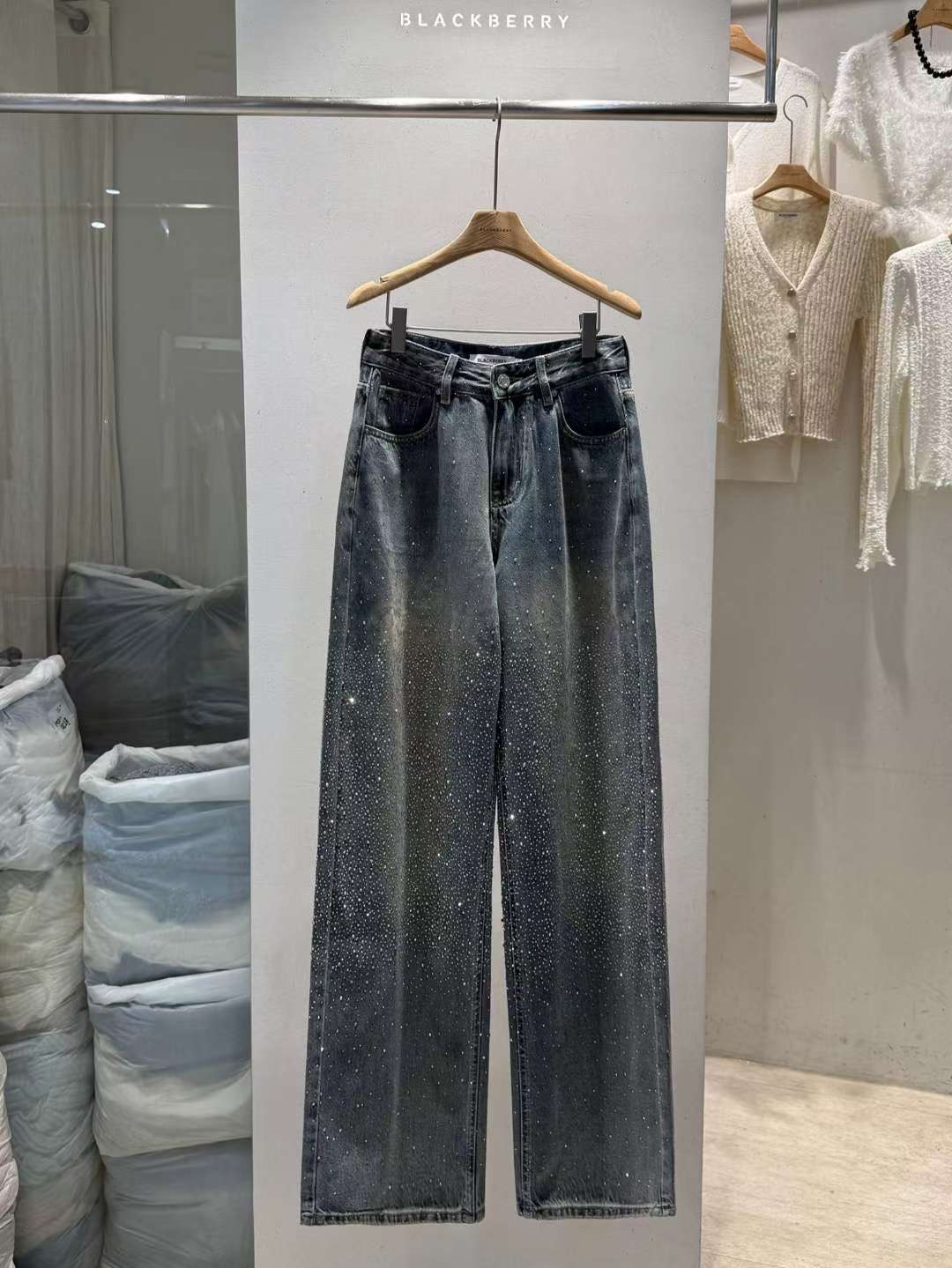 BLACKBERRY東大門㊣代購女裝新品時尚推薦真品職業牛仔褲復古BLACKBERRY牛仔褲圖色2