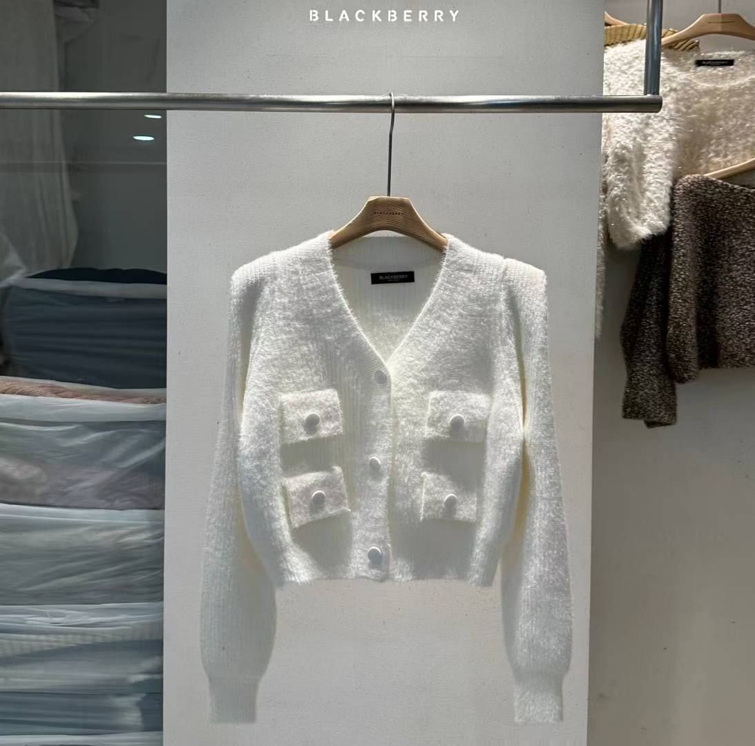 BLACKBERRY東大門㊣直郵女士新款25秋冬熱賣職業針織衫口袋BLACKBERRY針織衫圖色1