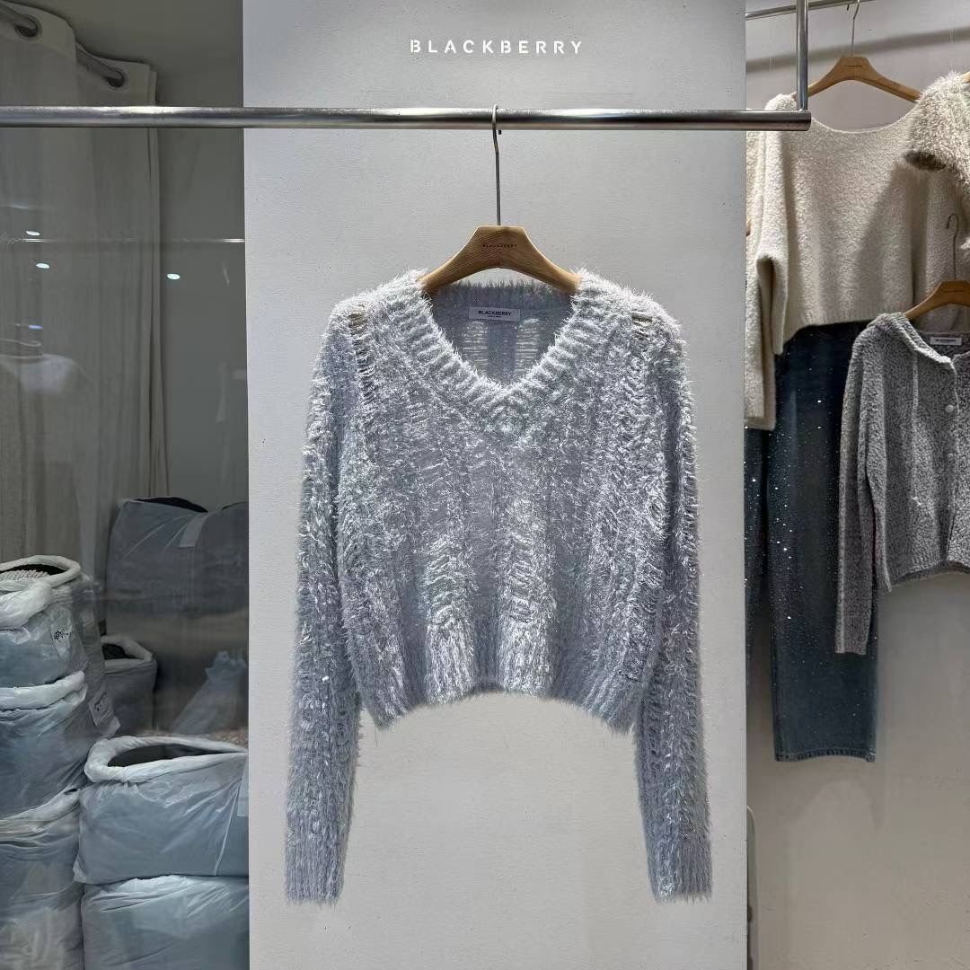 BLACKBERRY韓國代購㊣女裝新款25秋冬職業休閑推薦熱賣毛衣BLACKBERRY毛衣圖色2