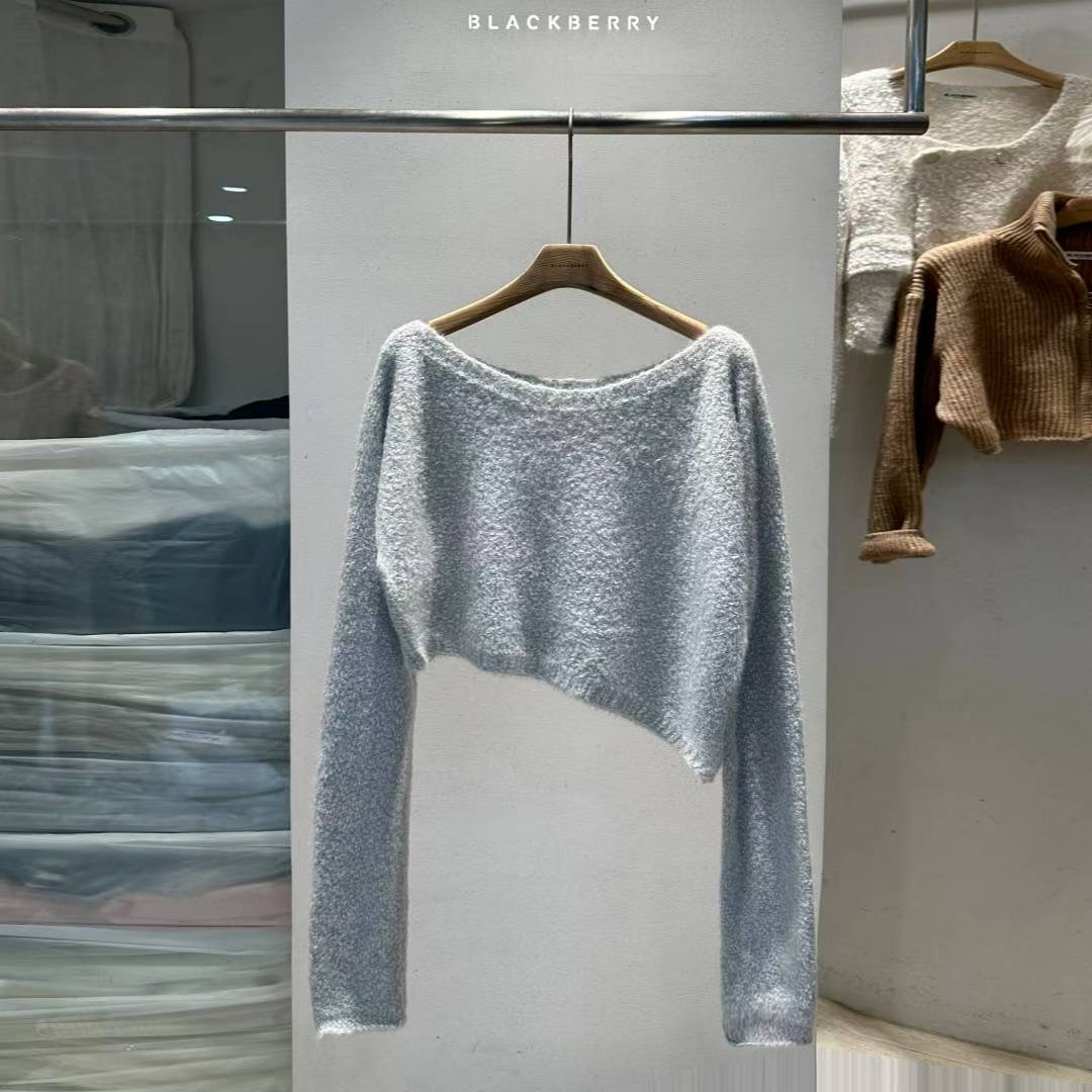 BLACKBERRY東大門㊣直郵女士新款人氣推薦休閑職業針織衫船領BLACKBERRY針織衫圖色1