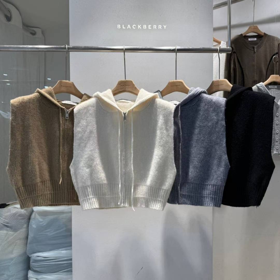 BLACKBERRY東大門㊣直郵女裝新品推薦休閑人氣馬甲拉鏈連帽BLACKBERRY馬甲