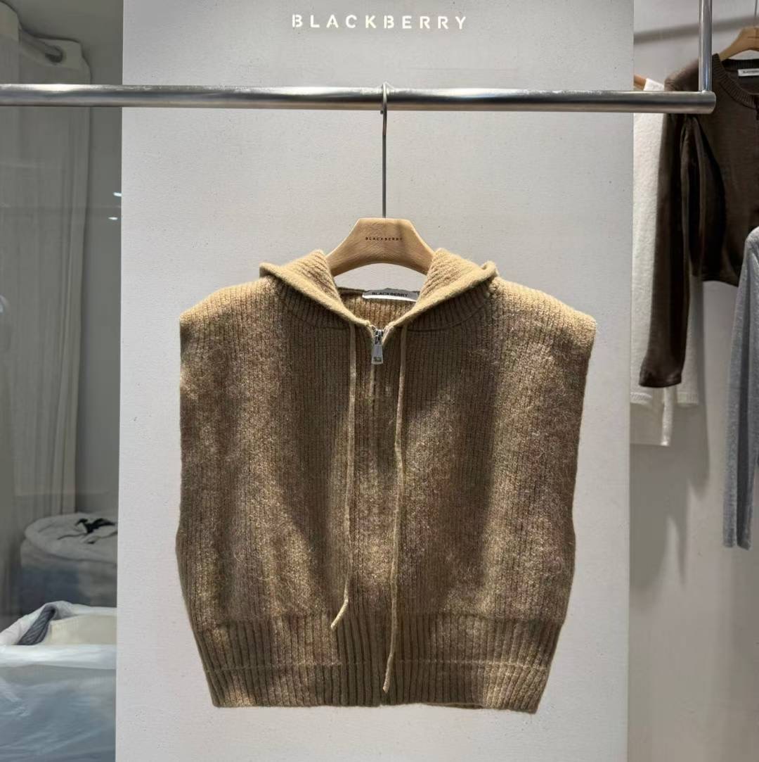 BLACKBERRY東大門㊣直郵女裝新品推薦休閑人氣馬甲拉鏈連帽BLACKBERRY馬甲圖色2