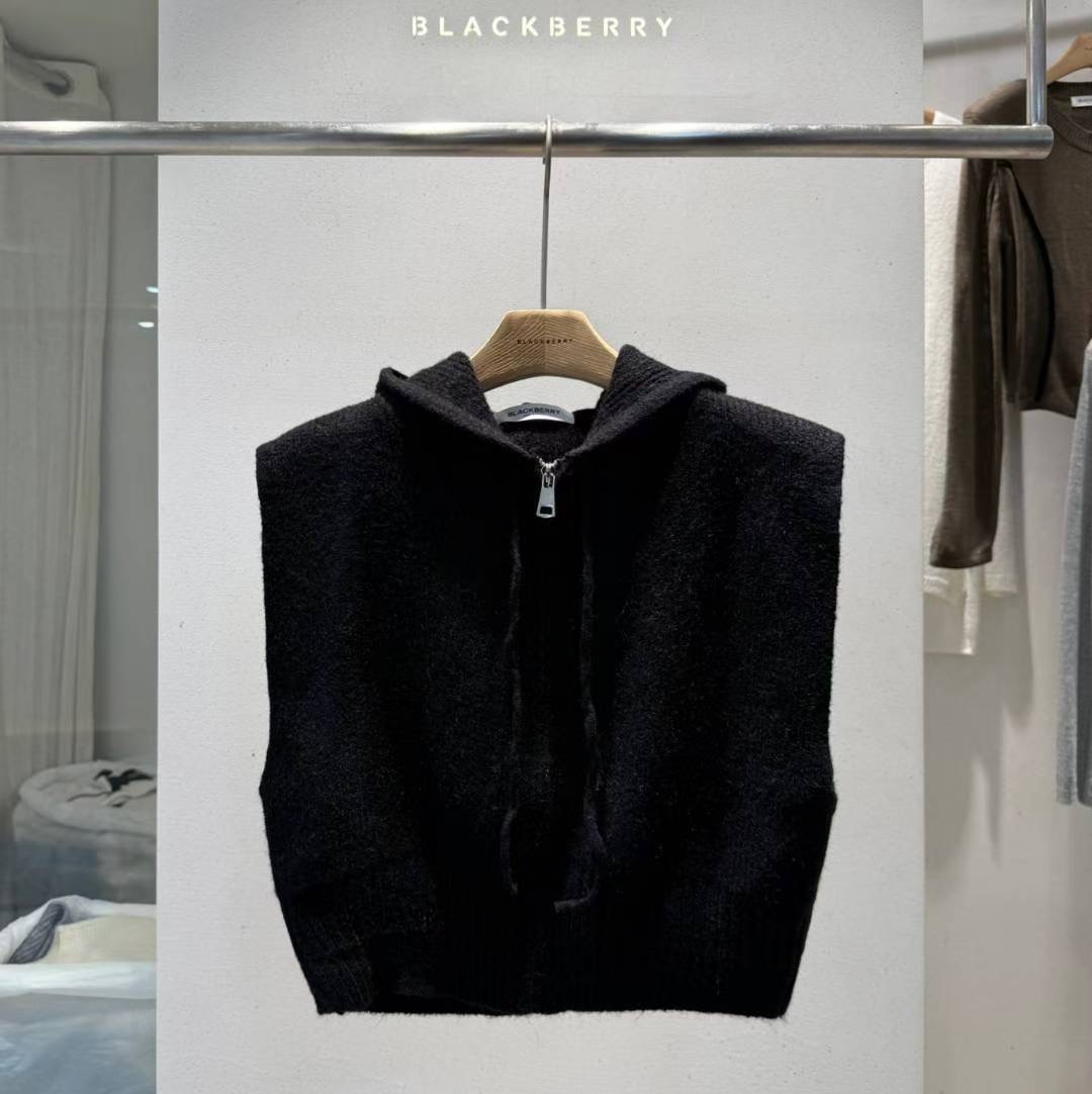 BLACKBERRY東大門㊣直郵女裝新品推薦休閑人氣馬甲拉鏈連帽BLACKBERRY馬甲圖色4