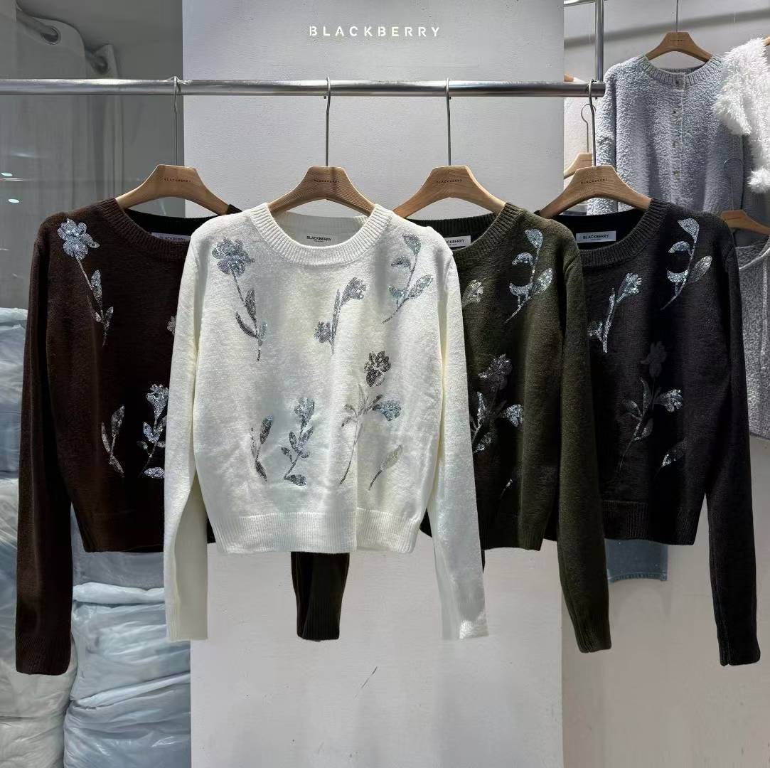 BLACKBERRY韓國代購㊣女士新品職業時尚25秋冬休閑人氣針織衫BLACKBERRY針織衫圖色4左四色