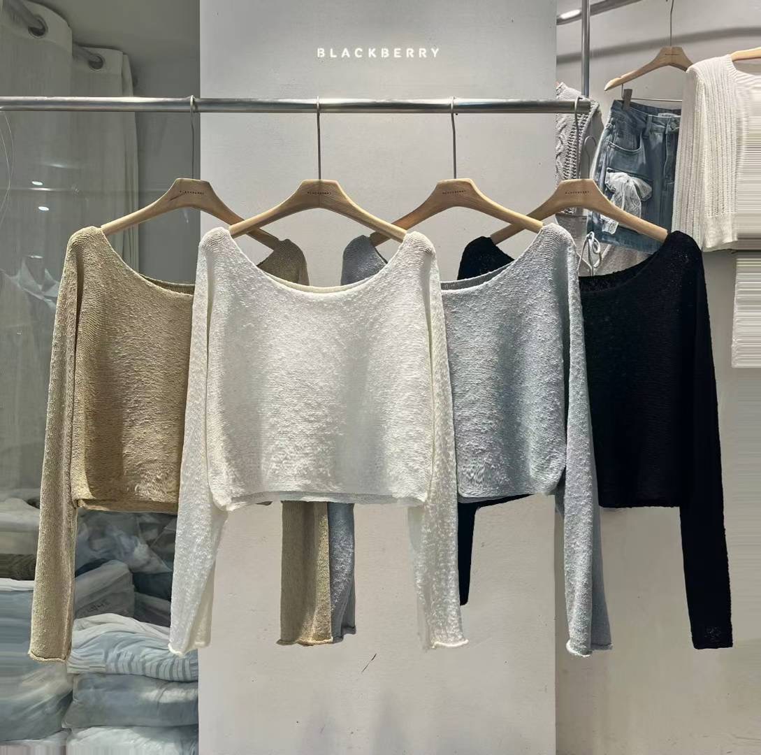 BLACKBERRY韓國直郵㊣女裝新款真品25秋冬時尚休閑針織衫船領BLACKBERRY針織衫