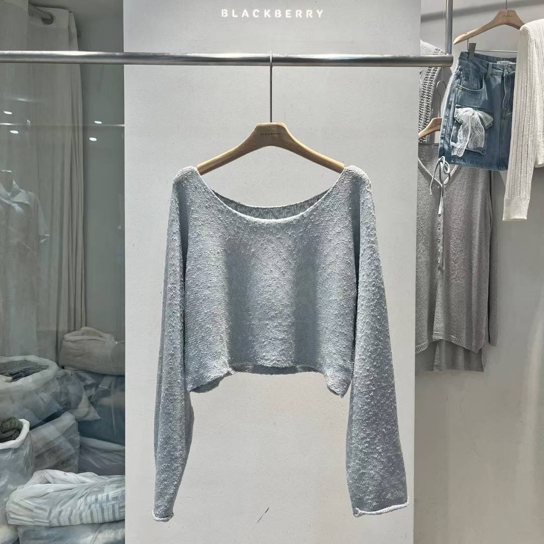 BLACKBERRY韓國直郵㊣女裝新款真品25秋冬時尚休閑針織衫船領BLACKBERRY針織衫圖色3