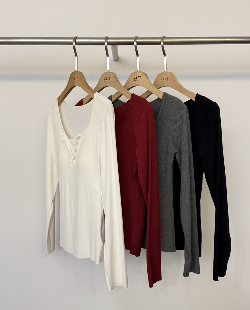 TWENTY FOUR SEVEN24-7韓國直郵㊣女士新款休閑人氣長袖T恤TEWNTY FOUR SEVEN24-7長袖T恤