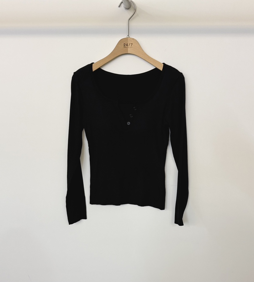 TWENTY FOUR SEVEN24-7韓國直郵㊣女士新款休閑人氣長袖T恤TEWNTY FOUR SEVEN24-7長袖T恤圖色4黑色