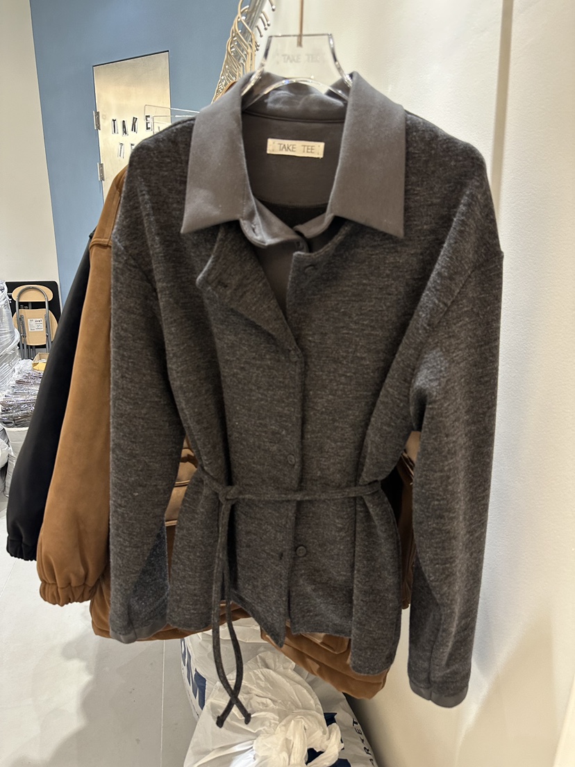 TAKE TEE韓國直郵㊣女士新品人氣時尚職業休閑夾克假兩件開衫TAKE TEE夾克圖色1