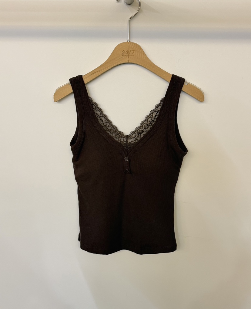 TWENTY FOUR SEVEN24-7東大門㊣直郵女裝新款休閑吊帶背心TEWNTY FOUR SEVEN24-7吊帶/背心圖色2棕色