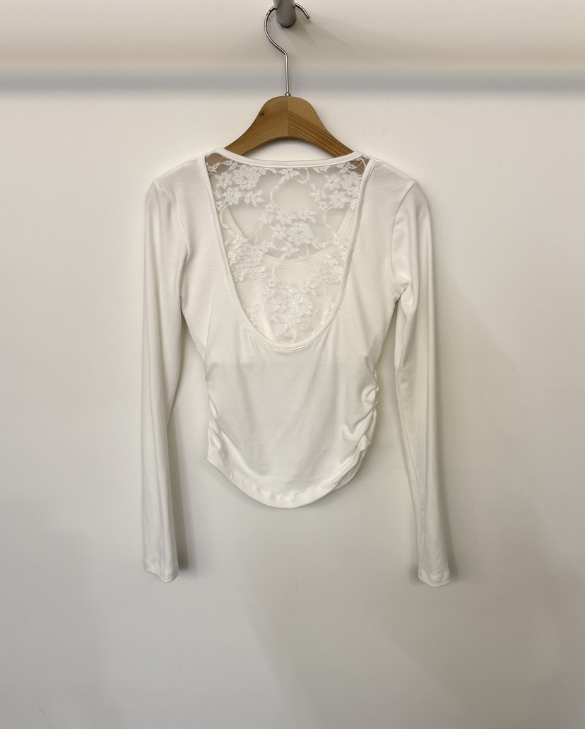 TWENTY FOUR SEVEN24-7韓國代購㊣女裝新品職業長袖T恤蕾絲褶皺TEWNTY FOUR SEVEN24-7長袖T恤