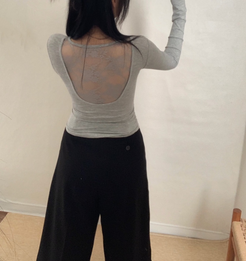 TWENTY FOUR SEVEN24-7韓國代購㊣女裝新品職業長袖T恤蕾絲褶皺TEWNTY FOUR SEVEN24-7長袖T恤