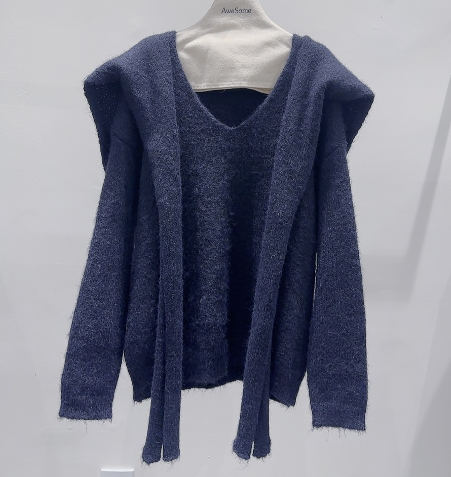 AWESOME-P東大門㊣直郵女士新款25秋冬套裝含圍巾兩件套披肩AWESOME-P套裝圖色1