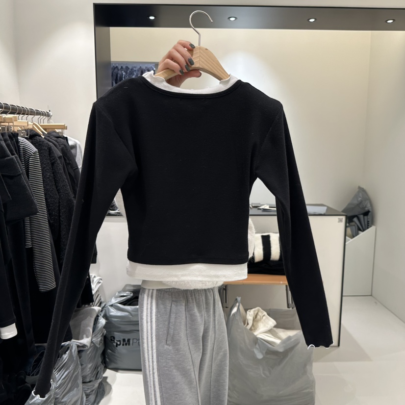 BEENS韓國代購㊣女士新款人氣時尚推薦25秋冬長袖T恤假兩件BEENS長袖T恤