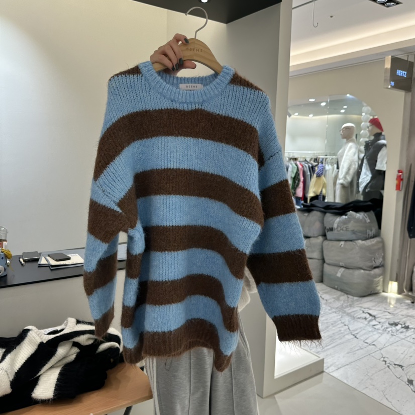 BEENS韓國代購㊣女士新品休閑25秋冬推薦職業熱賣人氣針織衫BEENS針織衫圖色2