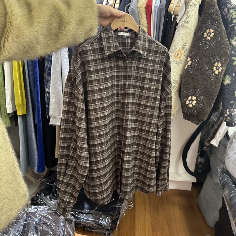 NAVE東大門㊣實拍女裝新品熱賣職業人氣時尚25秋冬襯衫蕾絲衫NAVE襯衫/蕾絲衫圖色1棕色