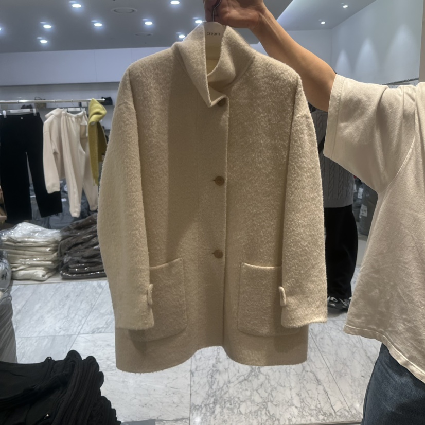 CREAM-P韓國直郵㊣女裝新款休閑推薦25秋冬人氣短款大衣羊駝CREAM-P短款大衣圖色1