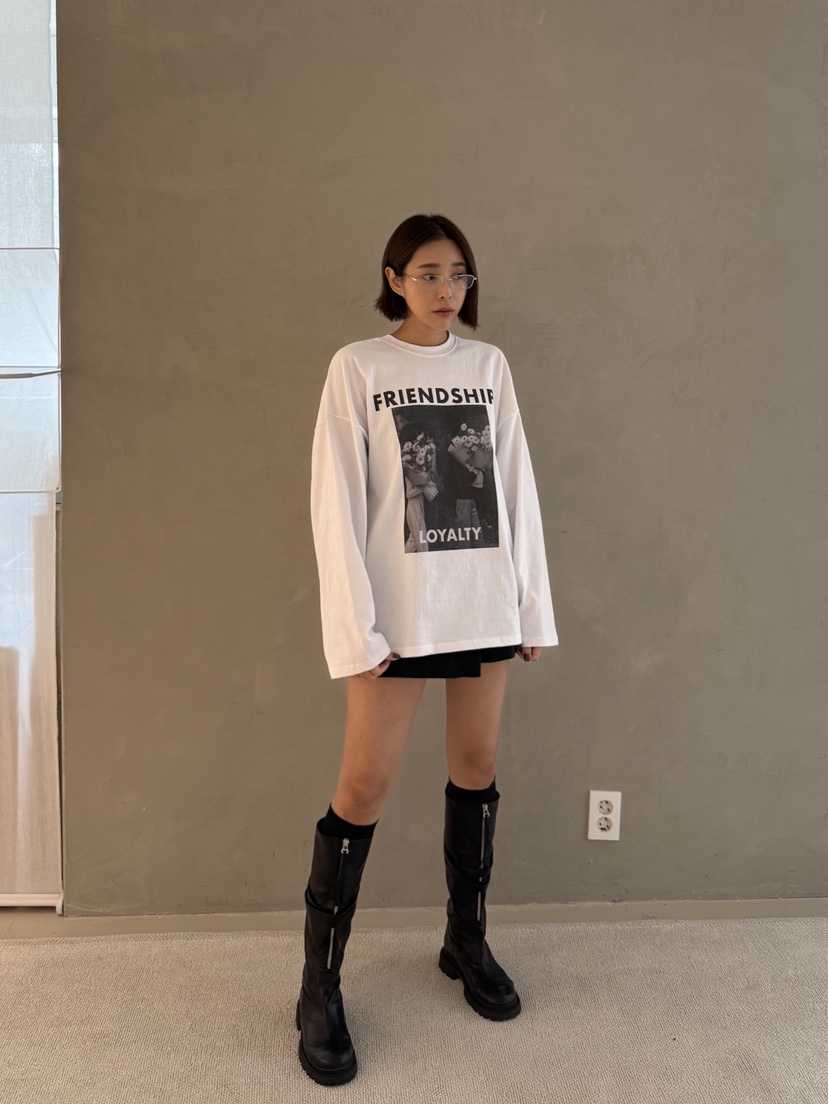 BEENS東大門㊣直郵女裝新品休閑25秋冬職業熱賣推薦長袖T恤BEENS長袖T恤圖色1