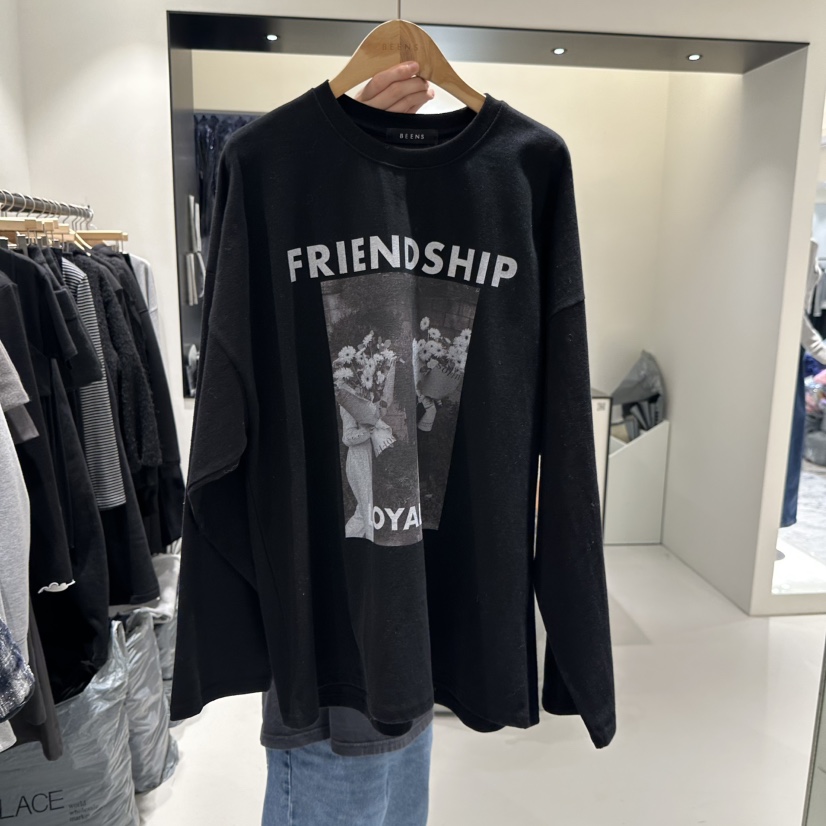 BEENS東大門㊣直郵女裝新品休閑25秋冬職業熱賣推薦長袖T恤BEENS長袖T恤圖色2